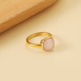 Square band with Pink natural stone ring