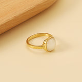 Square band with White natural stone ring