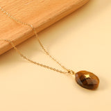 Earthy Yellow Oval Stone with Gold Octopus Pendant 13.4*18.8mm Necklace 40+5cm Gold color