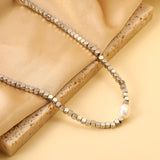 3mm small square with a white pearl pendant 9.5*7.5mm necklace 40+5cm