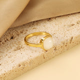 Square band with White natural stone ring