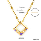 Orthorhombic with purple drop oil with 2 white diamonds pendant 15*14.3mm necklace 39+5cm