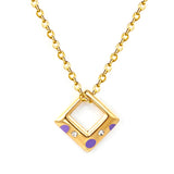 Orthorhombic with purple drop oil with 2 white diamonds pendant 15*14.3mm necklace 39+5cm