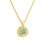 Oval shaped with oval blue turquoise pendant 16.2*14mm necklace 45+5cm