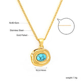 Oval shaped with oval blue turquoise pendant 16.2*14mm necklace 45+5cm