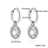 2x14.3mm Circle with Oval White&Red&Pink&Blue&Green Diamonds+White Diamond Hoop Earrings 8.4*10.2mm