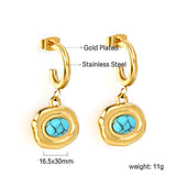 C-Shape + Oval Shaped with Oval Blue Turquoise Earrings 16.5*30mm