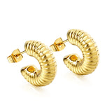 C-Shaped Horizontal Stud Earrings 6*17.5