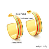 Oval C shape with mixed color with rose yellow blue & red green orange drop earrings 13.6*30.6mm