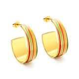 Oval C shape with mixed color with rose yellow blue & red green orange drop earrings 13.6*30.6mm