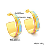 Oval C shape with mixed color with rose yellow blue & red green orange drop earrings 13.6*30.6mm