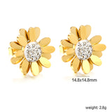 Daisy with White Clay White Diamond Earrings 14.8*14.8mm Gold Color