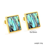 Square with oil drip colorful abalone shell earrings 15*15mm