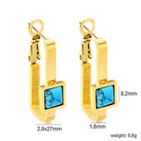 1.8*2.9*27mm Rectangle Loop with Square Turquoise Earrings 8.2*8.2mm