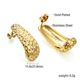 J-shaped pitted earrings 11.9*27.9mm