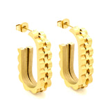 U-shaped earrings with three wave patterns 6.7*29.3mm