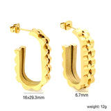 U-shaped earrings with three wave patterns 6.7*29.3mm