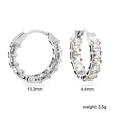 Thick 3*W 4.4*ID 13.3mm ear clips with inner and outer square white/purple/colored zirconium steel/golden