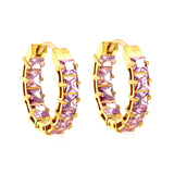 Thick 3*W 4.4*ID 13.3mm ear clips with inner and outer square white/purple/colored zirconium steel/golden