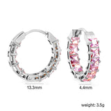 Thick 3*W 4.4*ID 13.3mm ear clips with inner and outer square white/purple/colored zirconium steel/golden