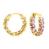 Thick 3*W 4.4*ID 13.3mm ear clips with inner and outer square white/purple/colored zirconium steel/golden