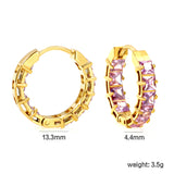 Thick 3*W 4.4*ID 13.3mm ear clips with inner and outer square white/purple/colored zirconium steel/golden