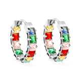 Thick 3*W 4.4*ID 13.3mm ear clips with inner and outer square white/purple/colored zirconium steel/golden