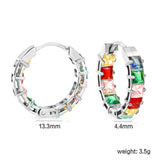 Thick 3*W 4.4*ID 13.3mm ear clips with inner and outer square white/purple/colored zirconium steel/golden