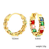 Thick 3*W 4.4*ID 13.3mm ear clips with inner and outer square white/purple/colored zirconium steel/golden