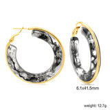 Round with White & Black & Green & Coffee Resin Loop Earrings 6.1*41.5mm