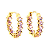 Thick 2.4*Wide 4.2*I.D. 14mm Ear Clips with rounded white/purple/pink zirconium steel/golden color