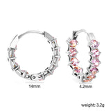 Thick 2.4*Wide 4.2*I.D. 14mm Ear Clips with rounded white/purple/pink zirconium steel/golden color