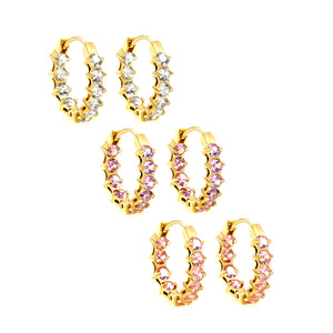 Thick 2.4*Wide 4.2*I.D. 14mm Ear Clips with rounded white/purple/pink zirconium steel/golden color