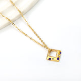 Orthorhombic with purple drop oil with 2 white diamonds pendant 15*14.3mm necklace 39+5cm