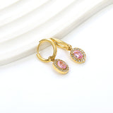 2x14.3mm Circle with Oval White&Red&Pink&Blue&Green Diamonds+White Diamond Hoop Earrings 8.4*10.2mm