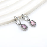 2x14.3mm Circle with Oval White&Red&Pink&Blue&Green Diamonds+White Diamond Hoop Earrings 8.4*10.2mm