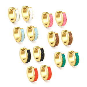 Thickness 2.2*Width 4*Inner Diameter 9mm Earrings Sticky White/Black/Pink/Light Blue/Orange/Green/Coffee Leather Gold Color