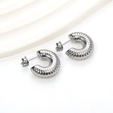 C-Shaped Horizontal Stud Earrings 6*17.5