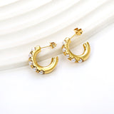 C Shape with 5 White Pearls Earrings 4.3*18.6mm