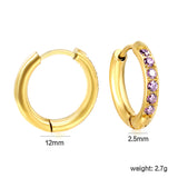 2.5*12mm I.D. Ear Clip CNC White/Black/Purple Zircon Gold Color