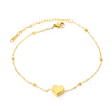 3mm*6 steel beads+10.5*9*5.4mm*1 three-dimensional heart anklet 1.3mm*22+5cm