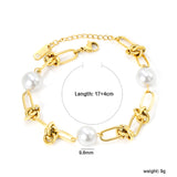 6 Knots + 9.6mm*3 Round White Pearls Bracelet 17+4cm