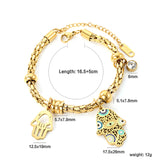 2 size mixed color palms + 1 round white diamond + 4 round through beads bracelet 16.5+5cm