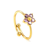 Tall 9mm loose ring white/purple/pink zirconium gold color