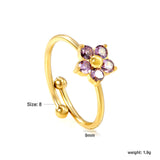 Tall 9mm loose ring white/purple/pink zirconium gold color