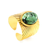 H18.8mm Chrysoprase Split Ring Gold Color