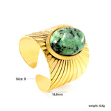 H18.8mm Chrysoprase Split Ring Gold Color