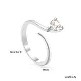 Height 7.3mm White zirconium heart shaped ring steel color / gold