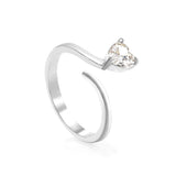 Height 7.3mm White zirconium heart shaped ring steel color / gold