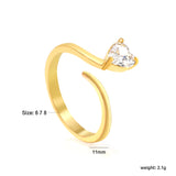 Height 7.3mm White zirconium heart shaped ring steel color / gold